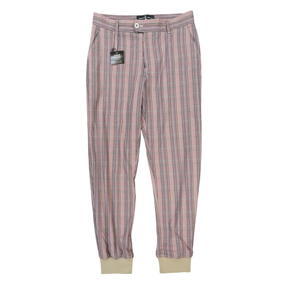 Houston‎ White Joggers Womens S Pink Excellent Plaid Pattern